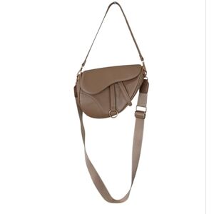 Tan Faux Leather Multi Adjustable Removable Strap Shoulder Crossbody Bag
